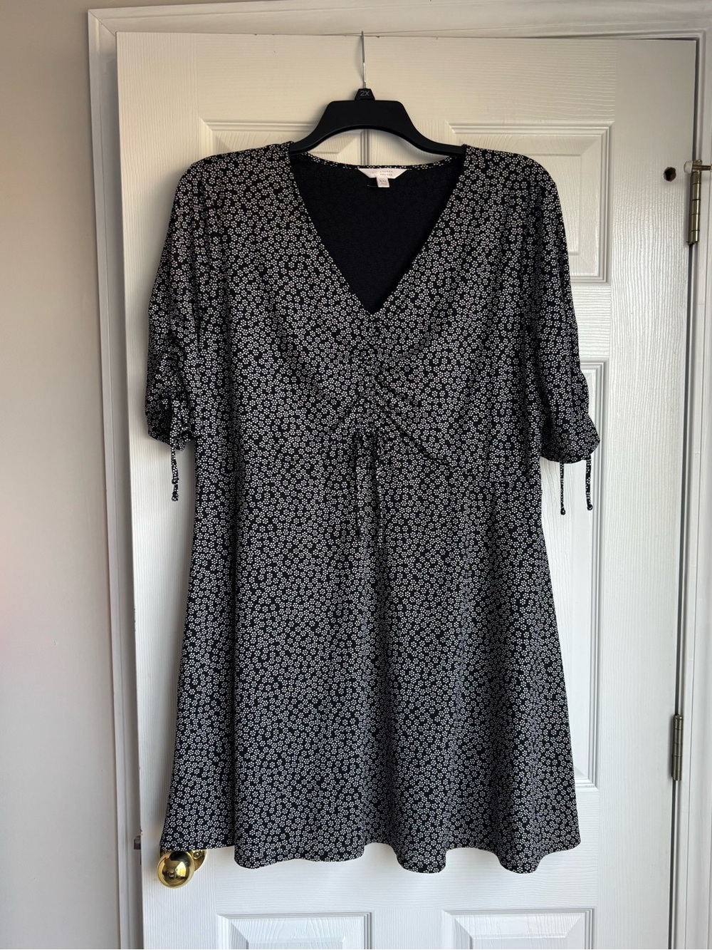 LC Lauren Conrad Black Floral V-Neck Mini Dress